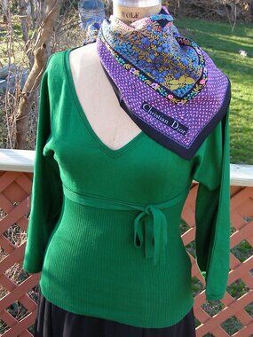 🪻🦋 AUTHENTIC Christian Dior Silk Scarf Flowers And Butteflies